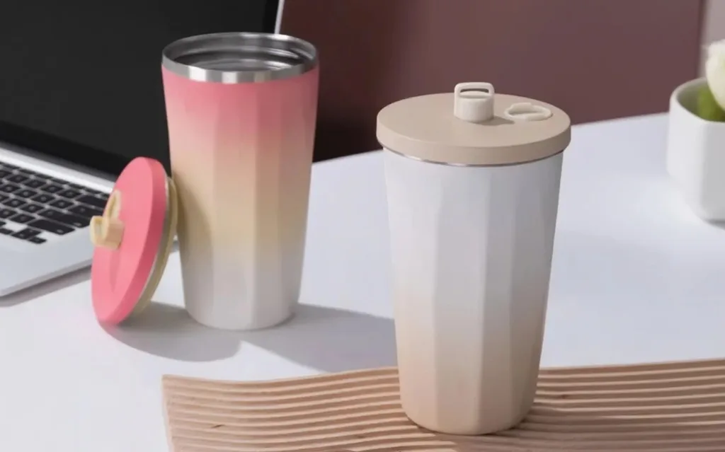 White coffee tumbler with lid