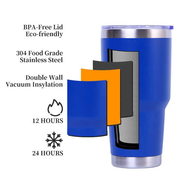 stainless steel tumblers with BPA-free lid and 304 food grade stainless steel