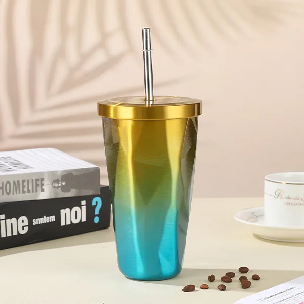 leakproof gradient tumbler with stainless lid