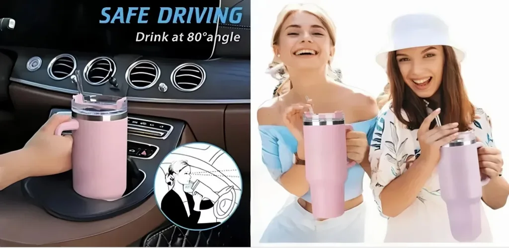 Travel tumblers often have spill-resistant lids, straws, and slim profiles for car cupholders, making them ideal for road trips and commutes in the summer heat.