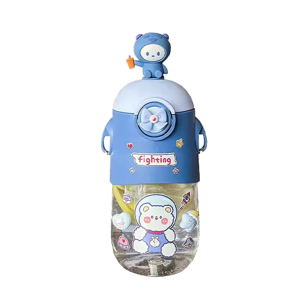 Cute 600ml Plastic Water Tumbler with Handle and Straw