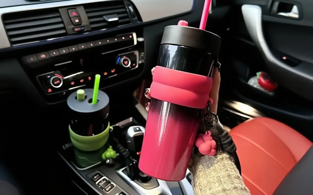 leakproof travel tumbler with handle and lid