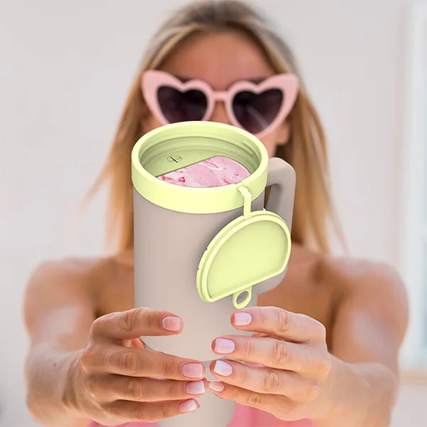 tumbler ice cream cup with spoon holder