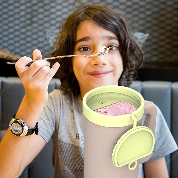 tumbler ice cream cup with straw hole design