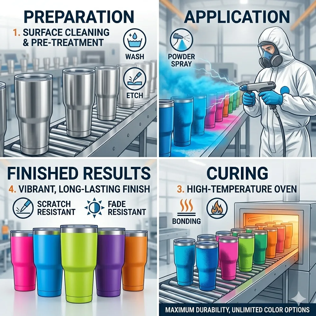 powder coating stainless steel tumbler finish