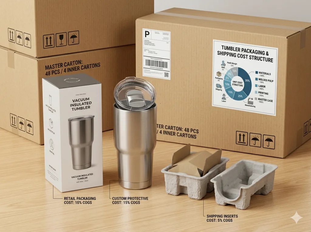 tumbler packaging cost structure and shipping boxes